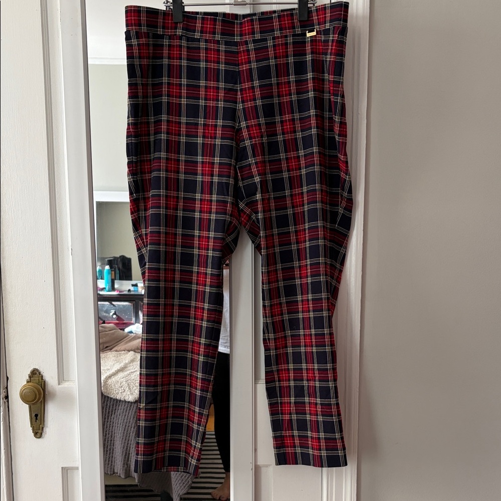 Anne Klein Red and Black Plaid Dress Pants